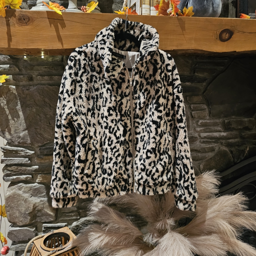 Leopard Print Faux Fur Jacket
